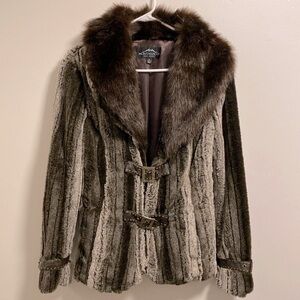 MontanaCo brown minky faux fur jacket